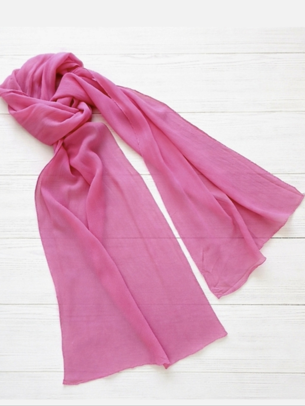 Vintage Pink Silk Scarf With Rolled Hem